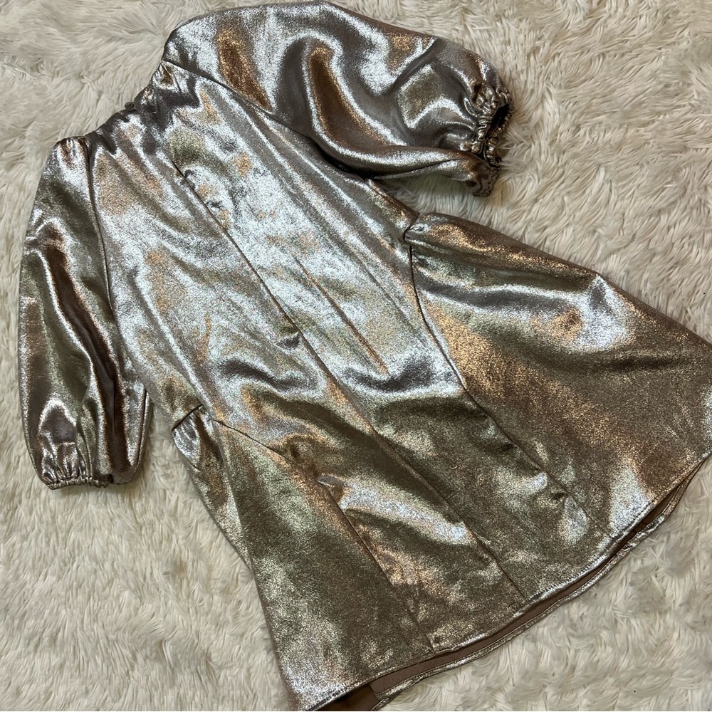 ZARA KIDS METALLIC SEAM DETAIL RUCHED DRESS - Picture 5 of 5